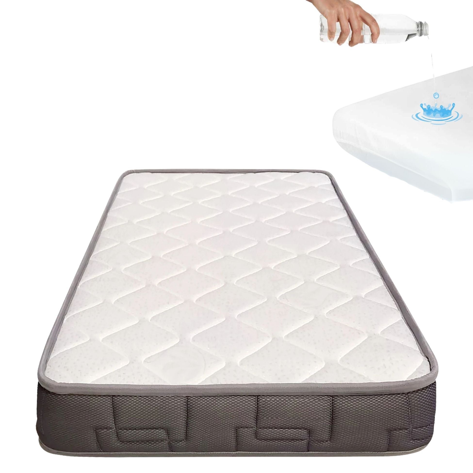 Colchón de cuna bebé hr morfeo para cunas de 120x60 + protector impermeable 100% algodón hipoalergénico, antibacteriano y antiácaros