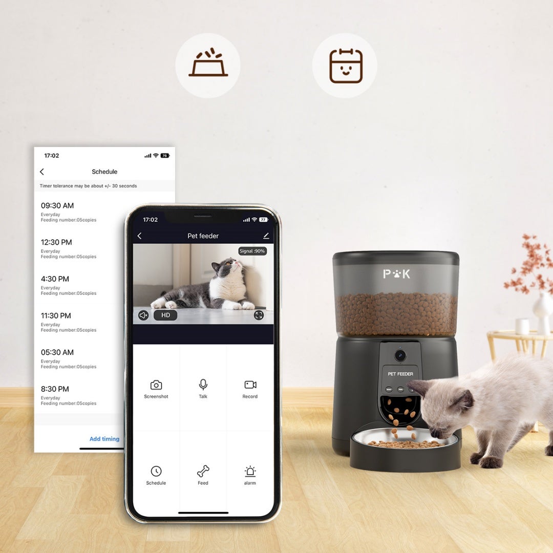 1080P WIFI 2,4 GHz Connexion,Distributeur de Croquettes 4L pour Chats/Chiens ,vision nocturne Adaptateur Secteur/Batterie,APP-contrôle - 2