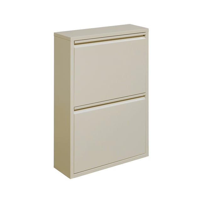 Scarpiera slim 2 ante in metallo avorio