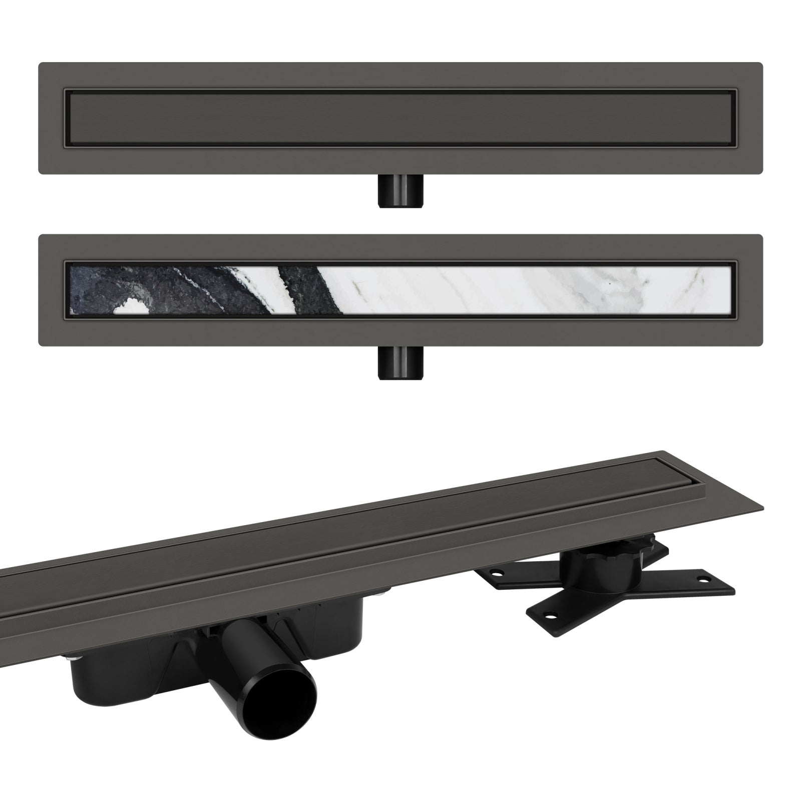 Odpływ liniowy Vogi Premium SL X ruszt Duo pod płytkę 80 cm grafitowy PVD 1 szt.