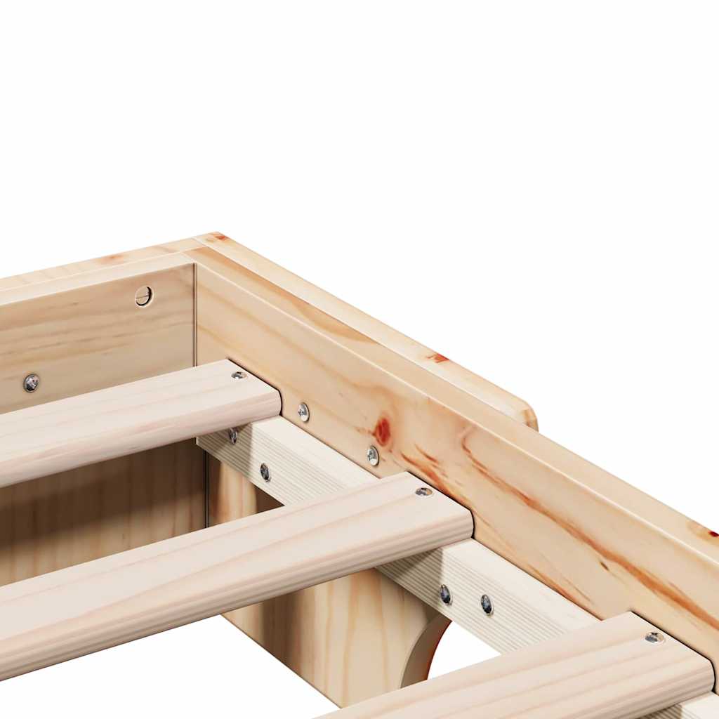 Estructura de cama de madera maciza de pino natural, 200 × 200 cm - 8