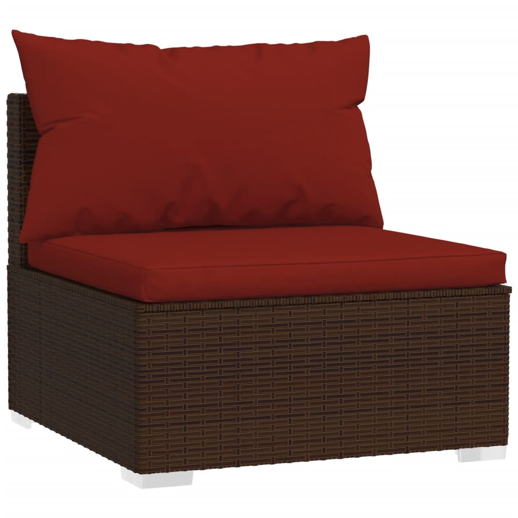 Maison Exclusive - Set Divani da Giardino 7 pz con Cuscini in Polyrattan Marrone - 3