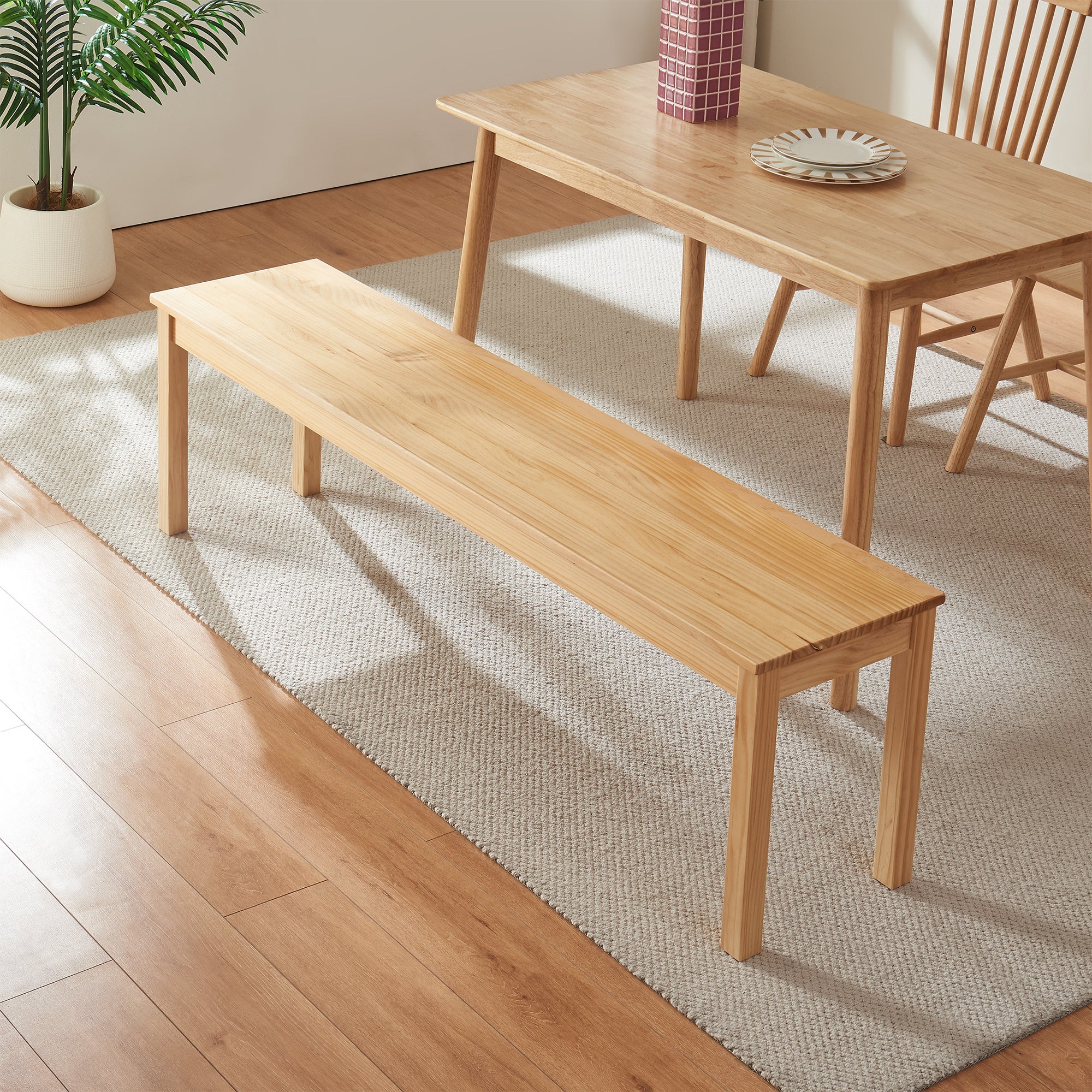 Banc de salle à manger Trerunulu 140 x 35 x 45 cm naturel [en.casa] - 2