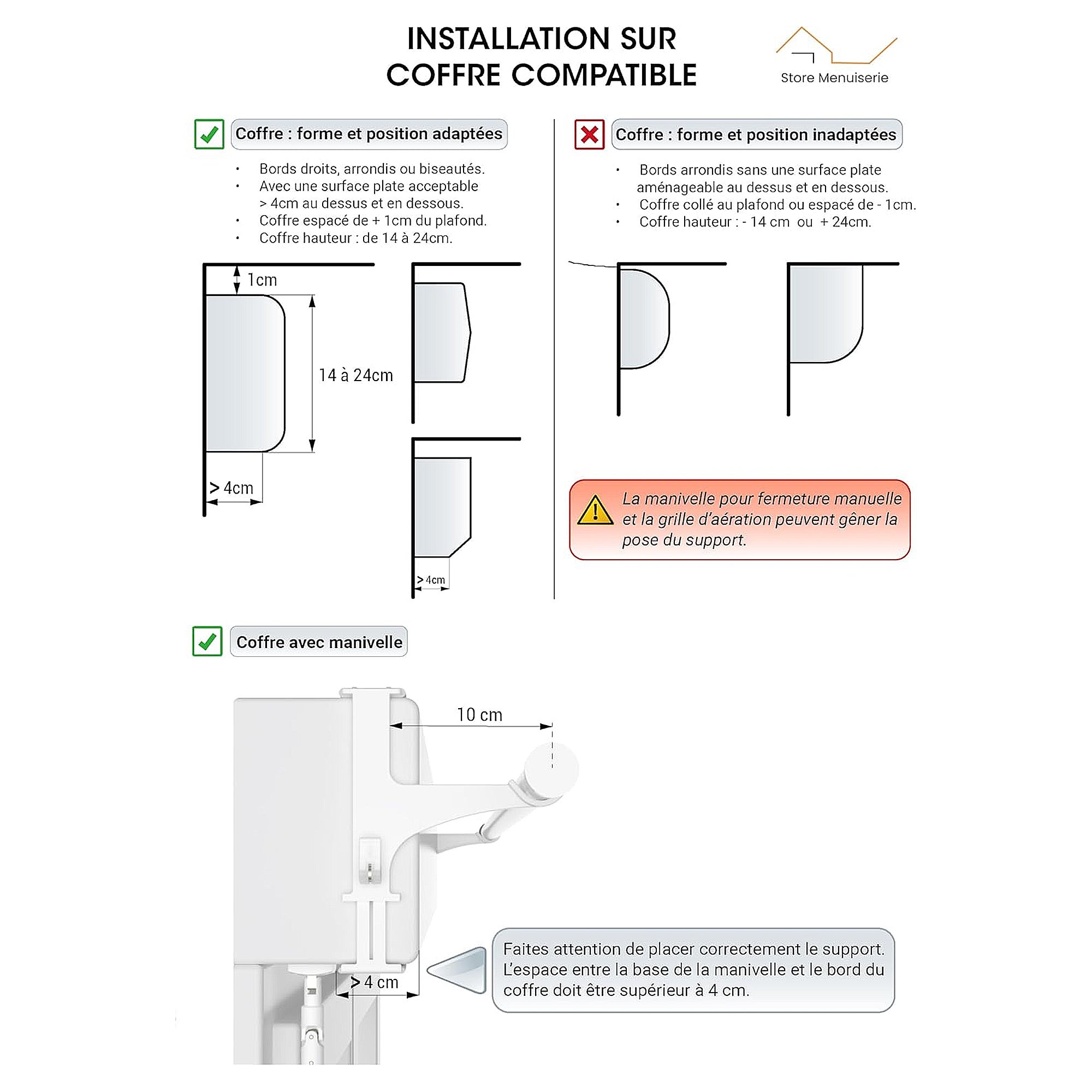 4 Supports Sans Perçage, pour Tringle à Rideaux, ø20-28mm, pour Coffre de Volet Roulant - 4