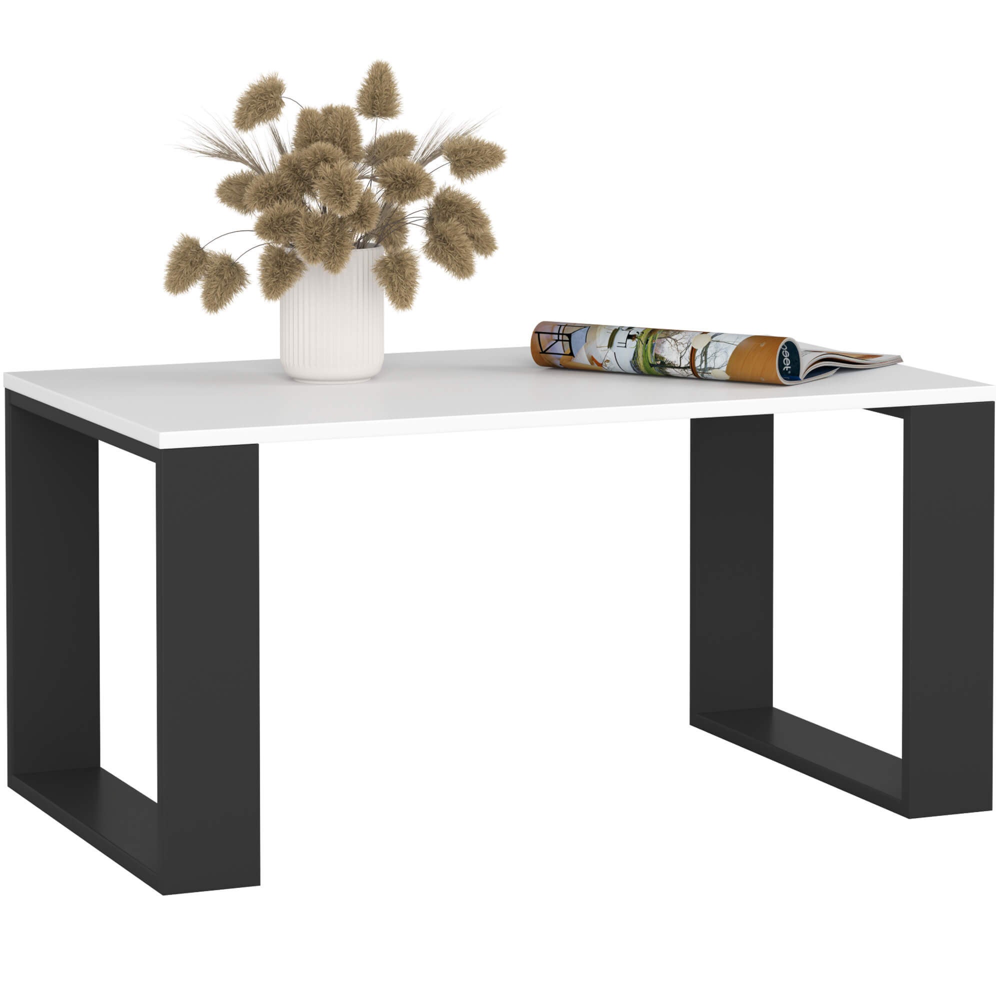 Stolik kawowy AKORD NOX Biały 92 cm nogi kolor Czarny 92x53x45 cm