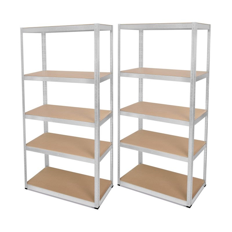 Lot De 2 Étagères Charges Lourdes 875 Kg – Rayonnage Garage/Cave 5 Niveaux Réglables, 180x90x45 Cm, Acier + MDF, Ultra Résistant