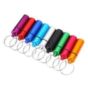 4 Mini Porta Pillole in Alluminio,Portapillole Portachiavi,con Anello Portachiavi Porta-Pillole Capsula,Scatolina Porta Medicinali da Viaggio per Confezionare Pillole Stuzzicadenti