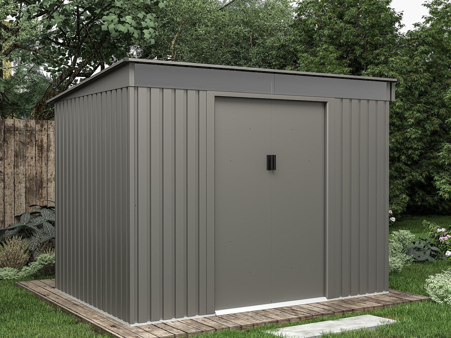 Wiata ogrodowa ze stali galwanizowanej w kolorze szarym 4,29 m² - FOLCO