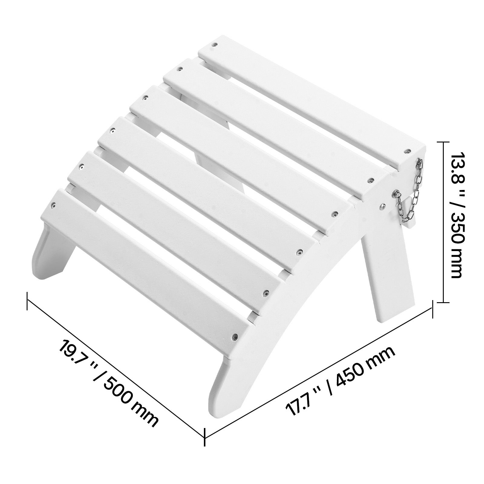 Pouf Adirondack pliable SucceBuy en PEHD, 45 × 50 × 35 cm, repose-pieds résistant aux intempéries pour véranda ou piscine, blanc - 2