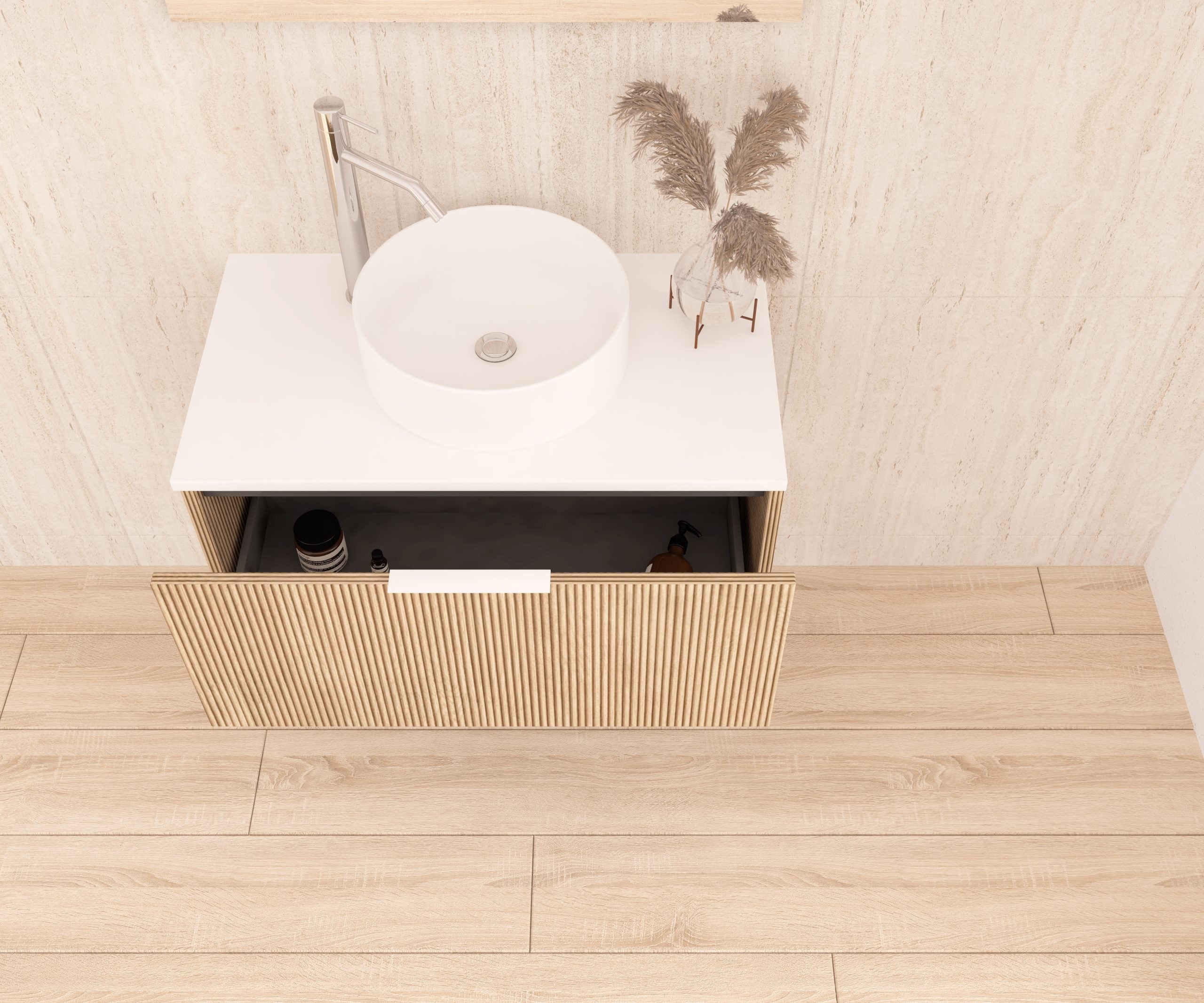 Ensemble de meubles de salle de bain Emene OPOSSÉ Blanc 80 cm + vasque - 3