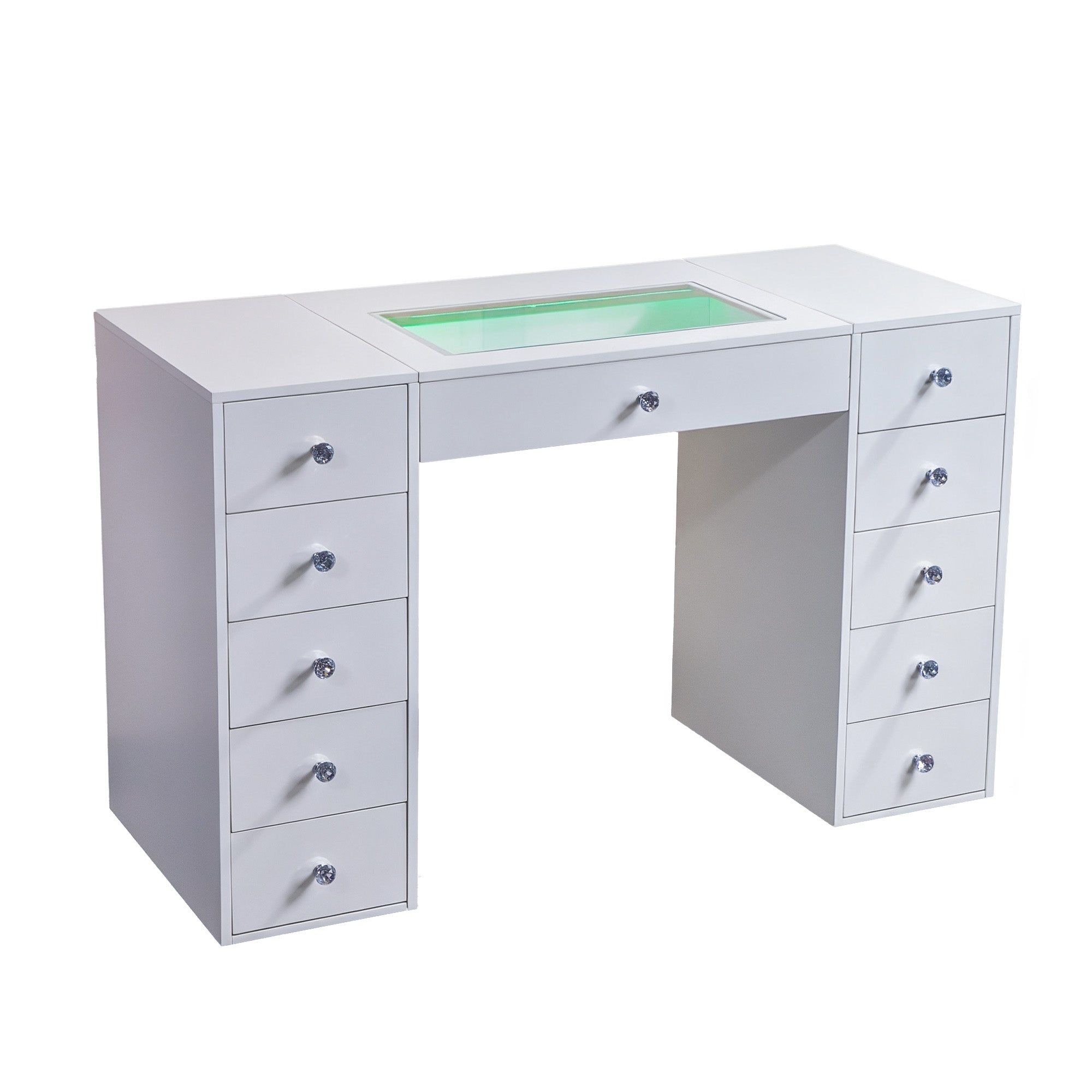 Coiffeuse avec Miroir LED, 11 Tiroirs - 130 x 55 x 81 cm - RGB - avec Miroir (80 x 58 x 15 cm) - 3