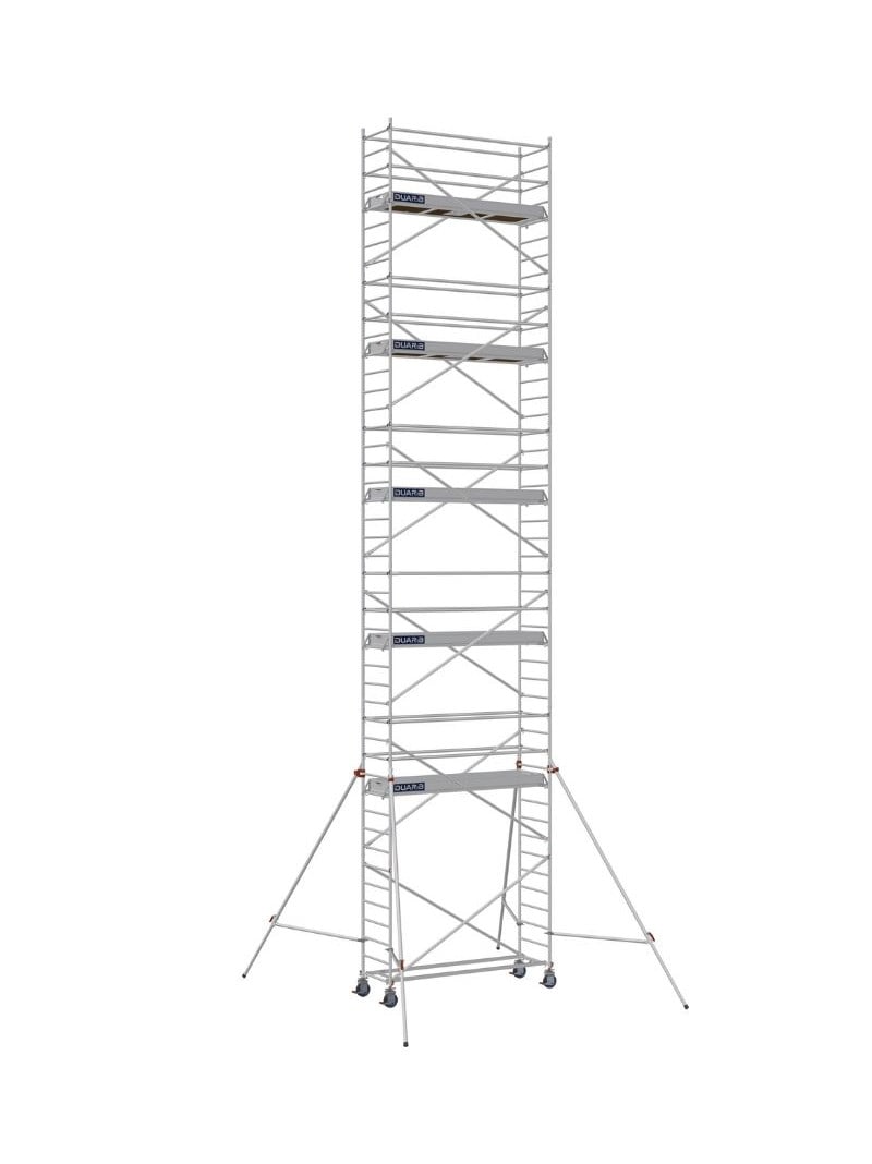 DUARIB - Échafaudage roulant alu Docker – lisses – larg 0m85 – Haut max 11,90 m – Long 2m05 / 2m54 / 2m95 - Haut plateau 10,9 m - L 2m54 x l 0,85 m - 4