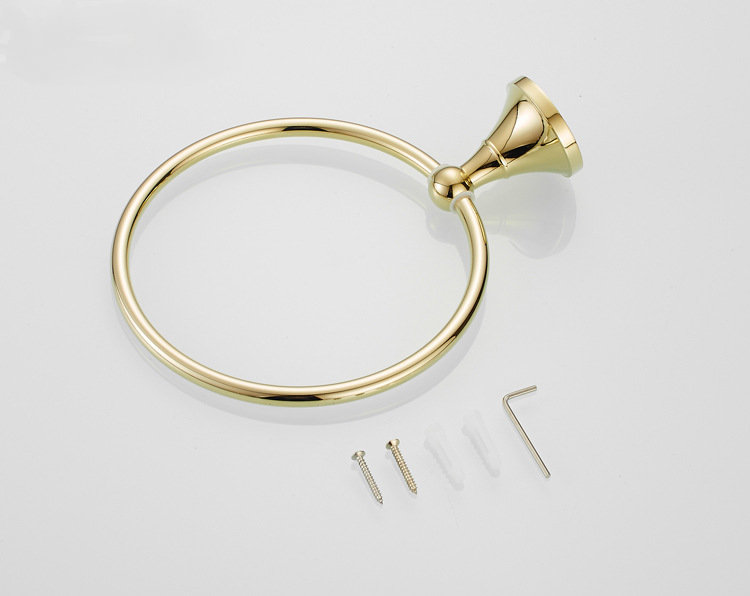 Elegante portasciugamani ad Anello in Ottone Vintage per Bagno e Cucina, portasciugamani Rotondo da Parete con Finitura Dorata, Soluzione di stoccaggio Elegante e Funzionale