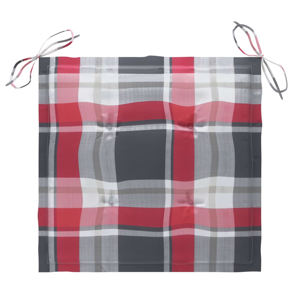 Maison Exclusive - Sedie da Giardino Cuscini Motivo Quadri Rosso 2pz Massello Teak - 8