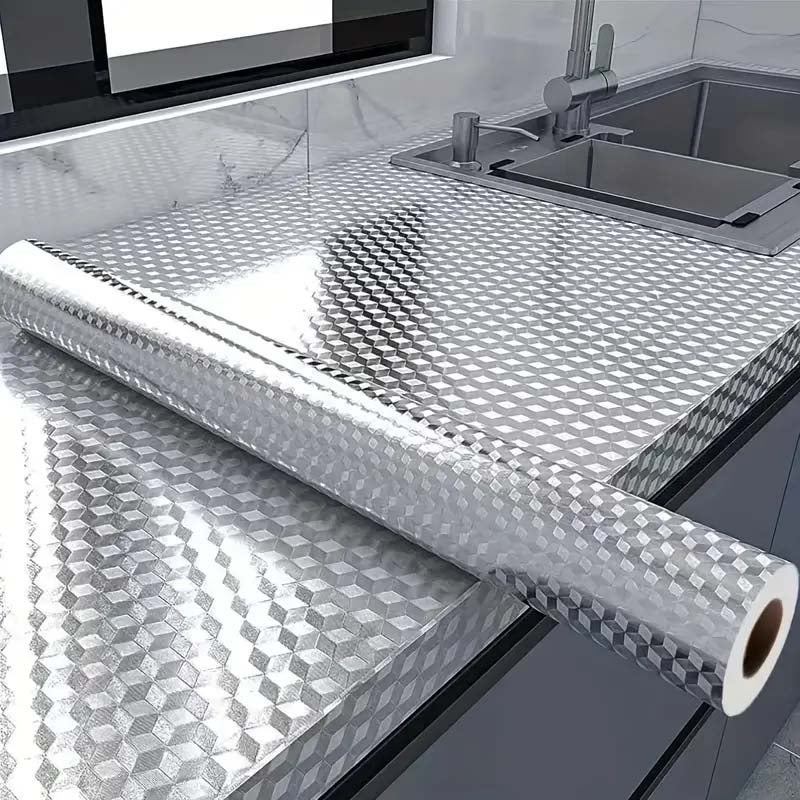 Rolki folii aluminiowej kuchennej wysokotemperaturowej wodoodporna odporna na tłuszcz fartuchów kuchennych i szuflad nowoczesna dekoracja czyszczenia