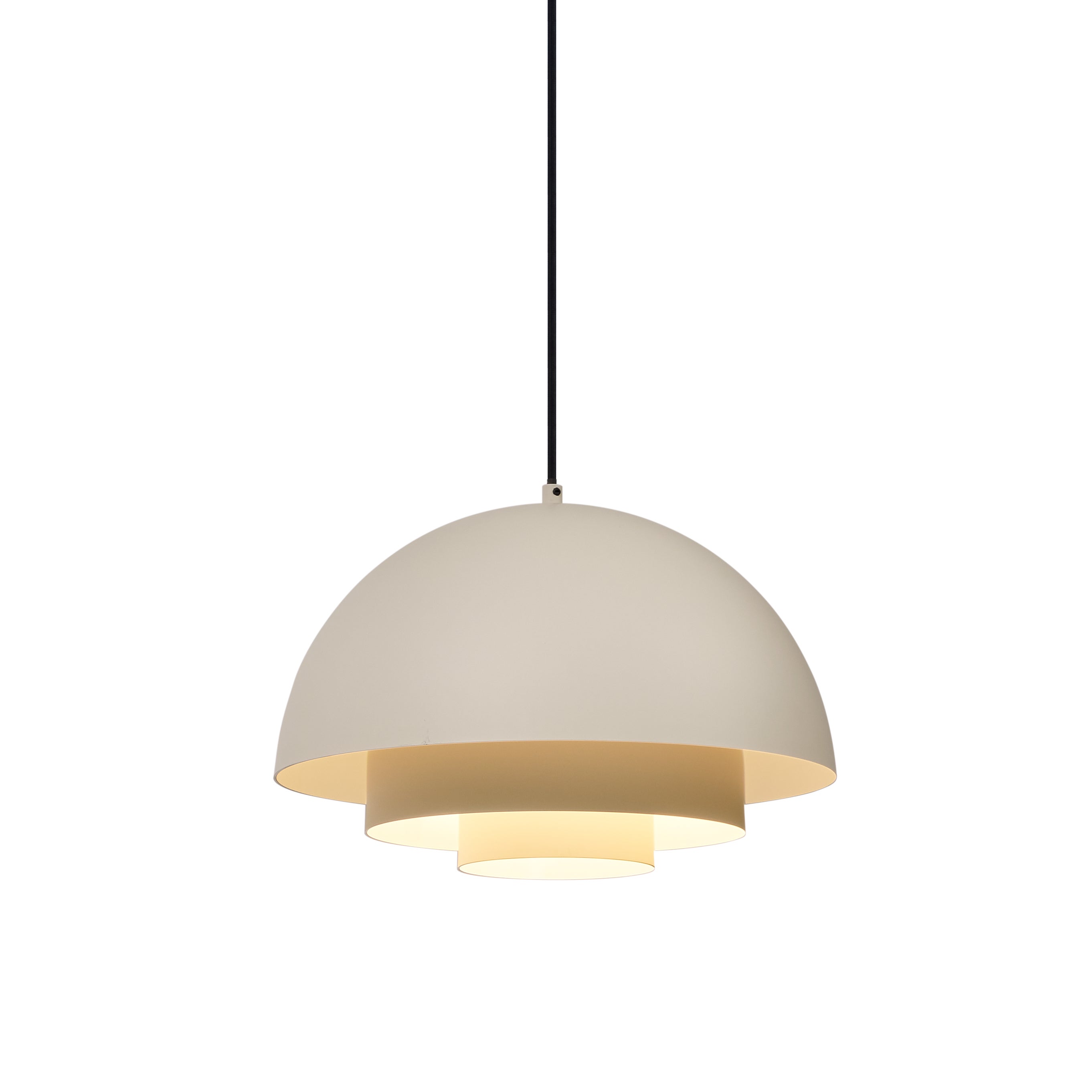 Lampa wisząca w stylu skandynawskim kremowa z białym wnętrzem - Loes