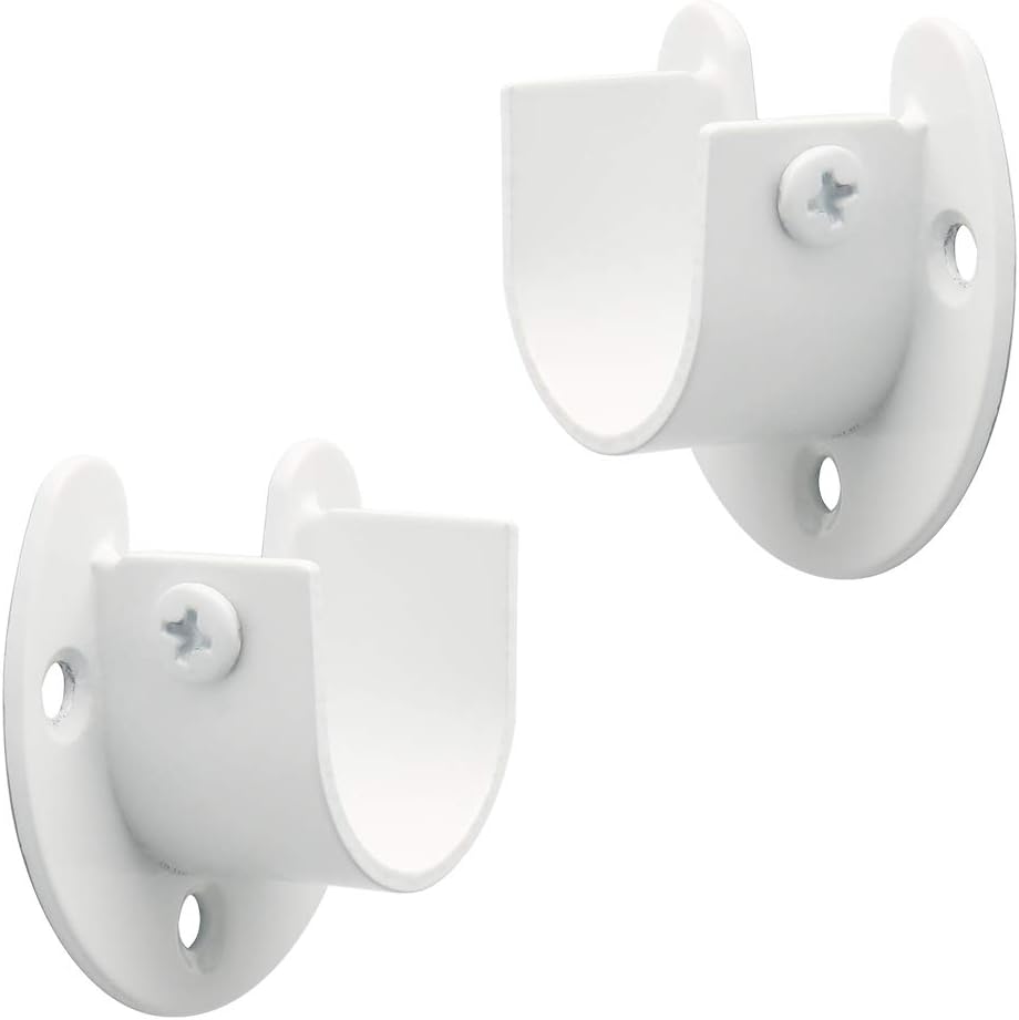 2 soportes para barra de armario, fijación para barra de cortina, soporte en forma de u, acero inoxidable blanco, 26 mm