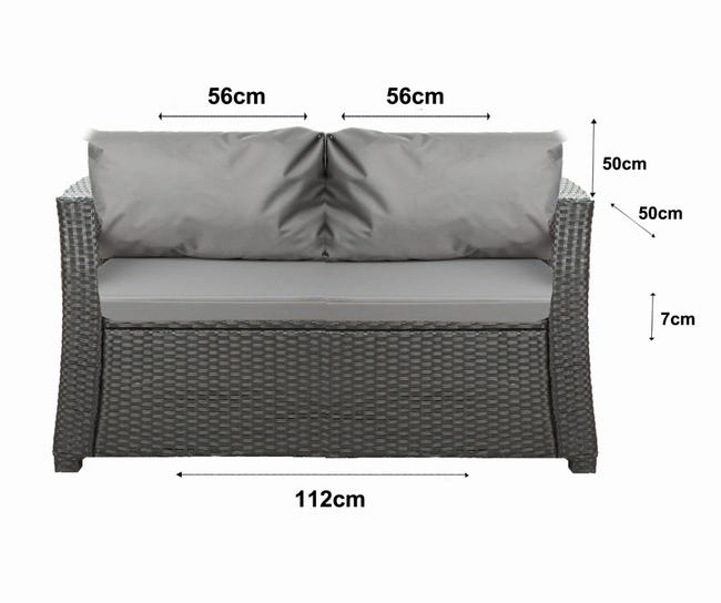 Set Divano 3 Posti Rattan Beige Chiaro Cuscino In Tessuto Di Cotone Resistenza Media Interno Esterno Naturale Maratea 79587799 - Foto 5