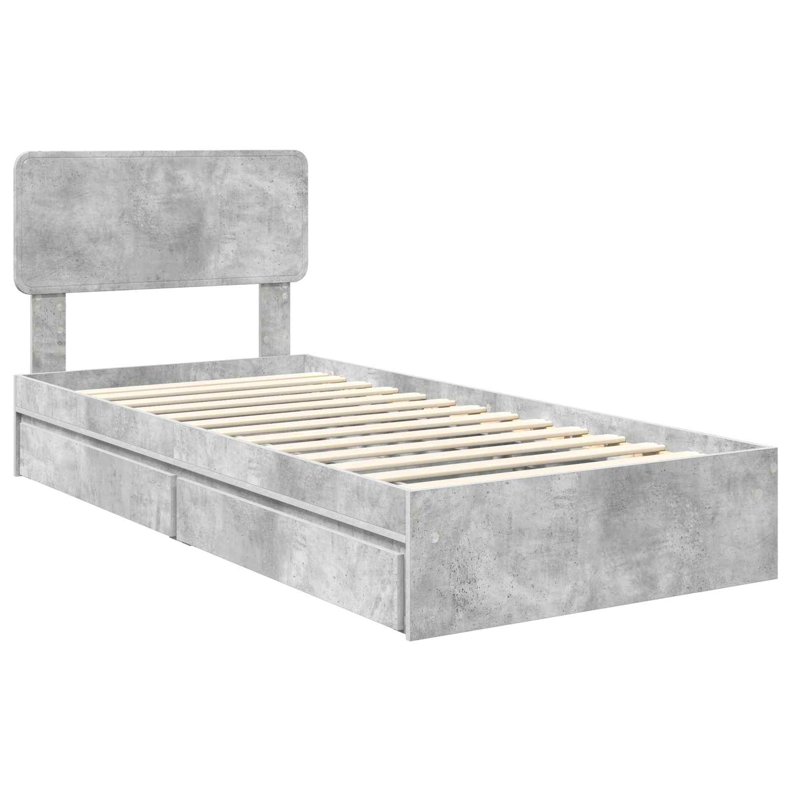 Lit de rangement Gris béton 90 x 190 cm panneau de bois - 4