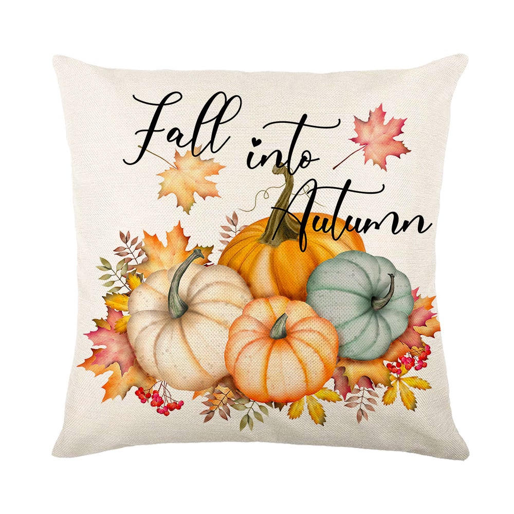 Lot de 4 housses de coussin décoratives citrouilles 45 x 45 cm, pour Thanksgiving, pour canapé, salon, chambre, jardin, décoration d'intérieur - 2