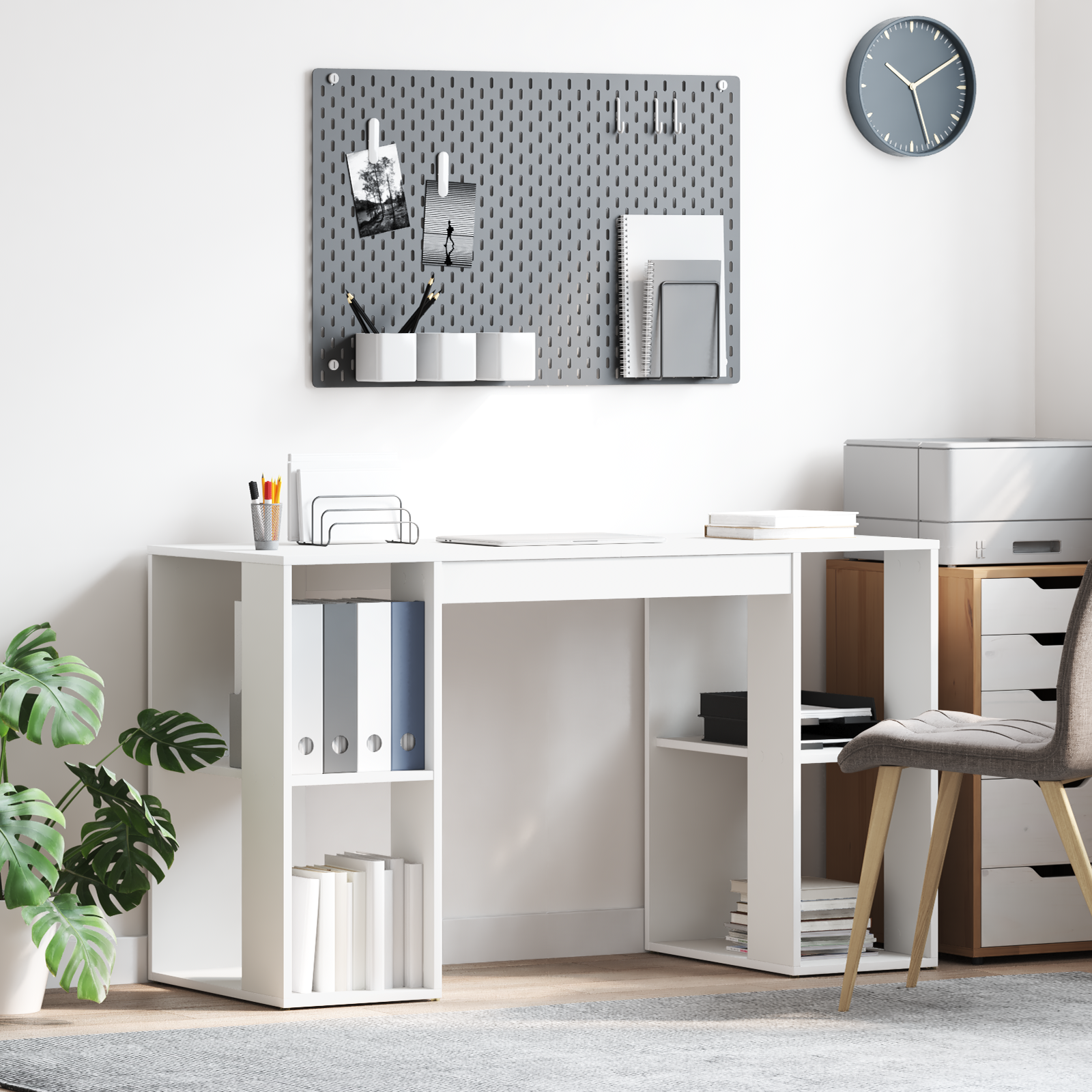 Vidaxl Escritorio Tablero De Partículas Mediano Blanco , Leroy Merlin