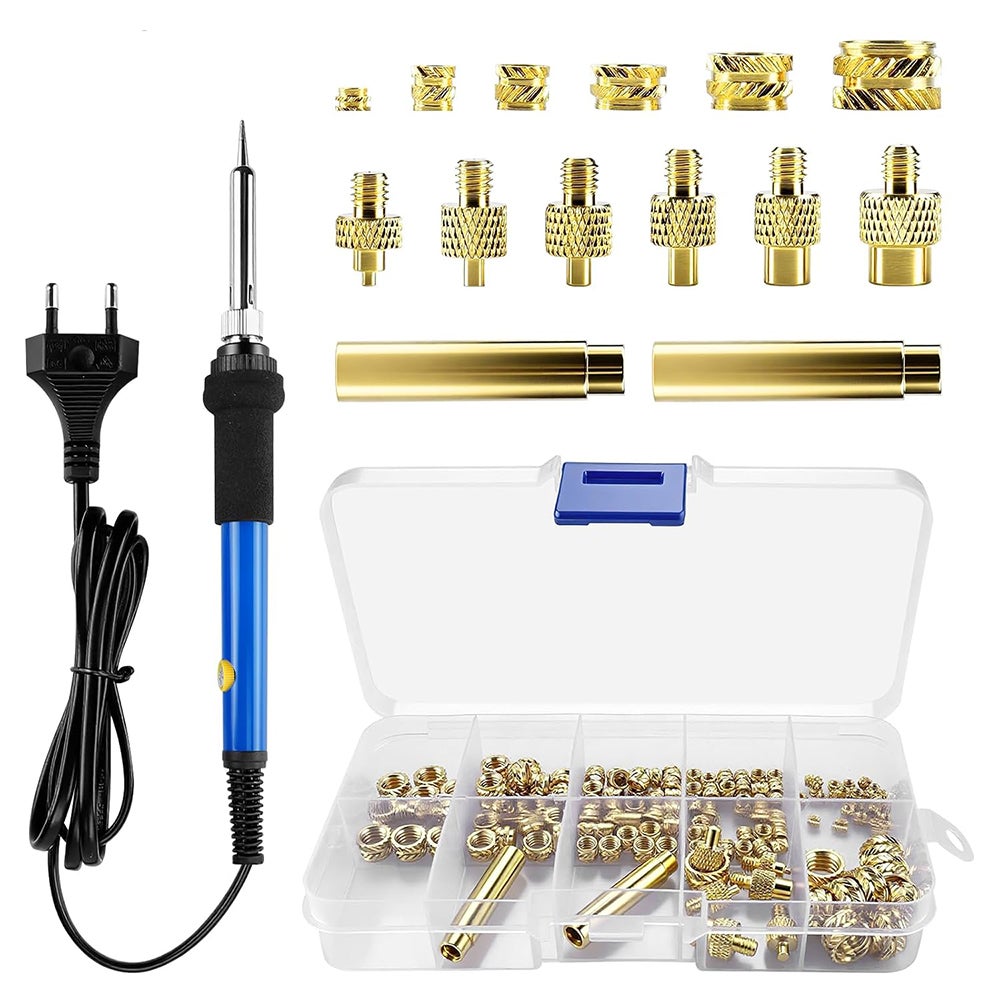 Kit Saldatore 90W Per Stampante 3D Con Controllo Digitale Di Temperatura – Include 8 Punte Per Inserti Heat Set, Adattatore E Inserti Filettati M3