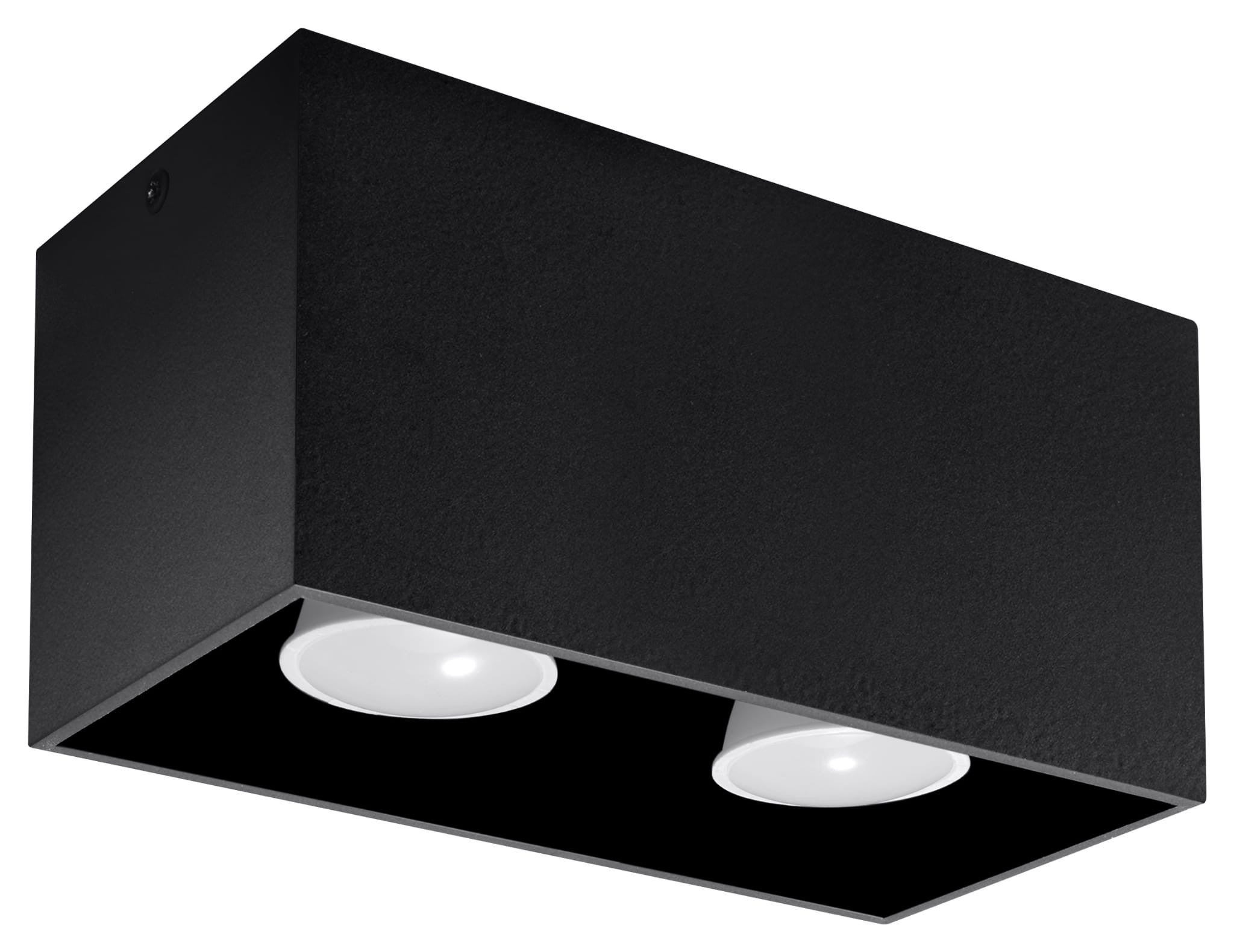 Reflektor sufitowy spot natynkowy Quad prostokątny czarny 2xGU10x40W wym: 20 x 10 cm metal Sollux Lighting