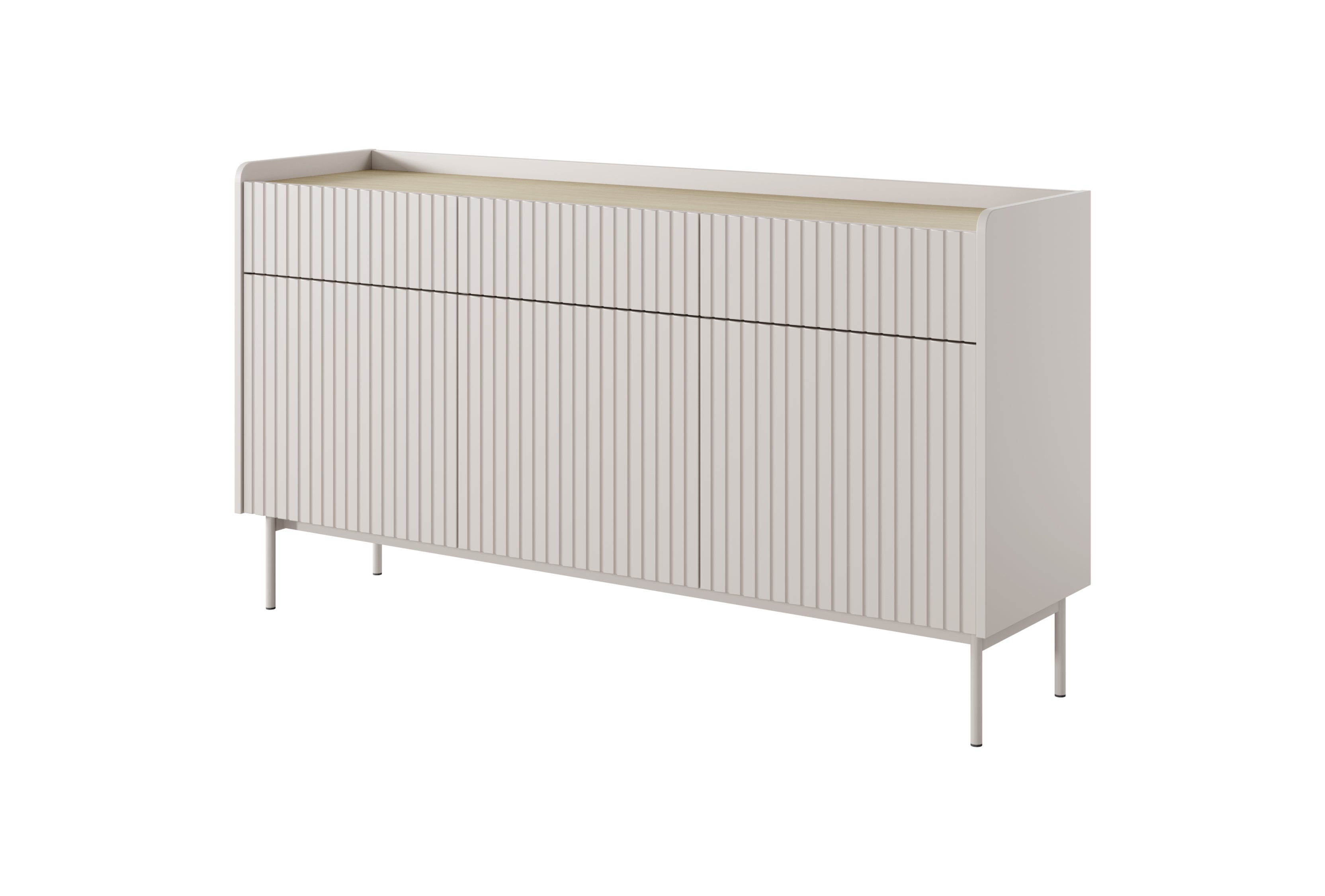 Komoda: 3 szuflady, 3 drzwi, kaszmir, 153 x 82,2 x 38 cm