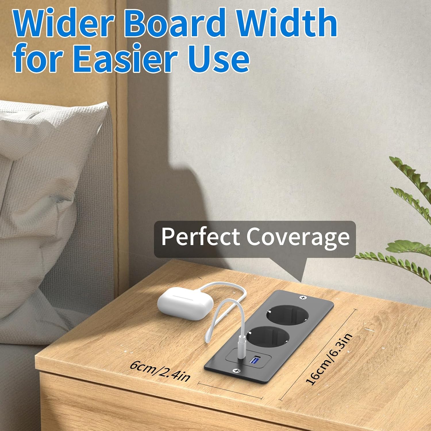 Prise encastrable avec USB C 20 W, 2 Prises de Table avec USB A et Type-C, 4 en 1, Plateau de Table, Triple Prise encastrée avec câble d'extension - 5