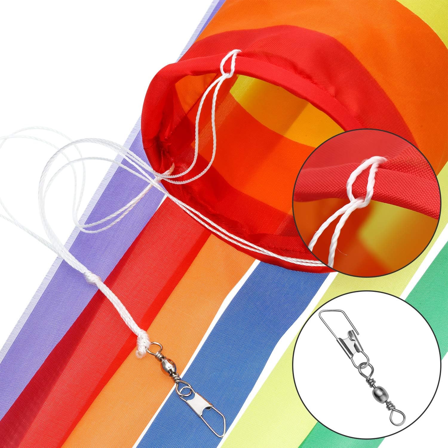 Lot de 2 manches à air décoratives à suspendre arc-en-ciel, matériau imperméable, convient pour une suspension en extérieur, 24 pouces - 2