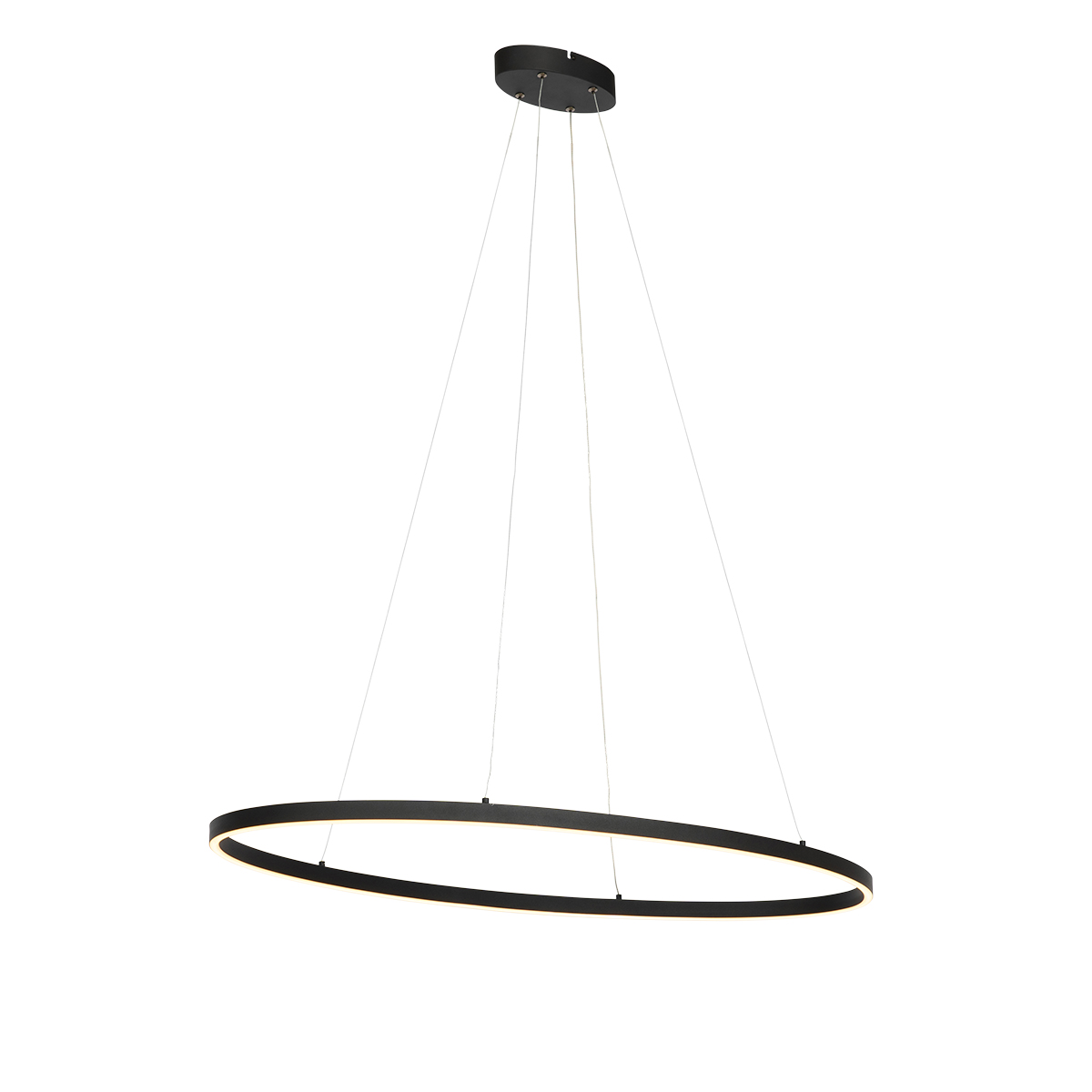 Qazqa designerski lampa wisząca do stołu jadalnego - Ovallo - czarny, owalny, led zintegrowana 30w zestawie, Integrated led
