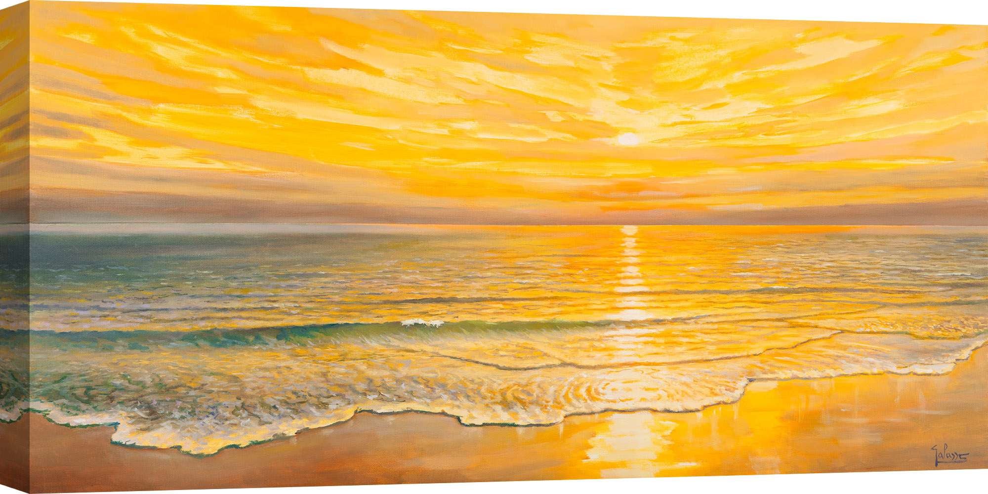 Tableau Sur Toile Tulup – 120x60 Cm, Paysage Prairie Et Soleil, Impression