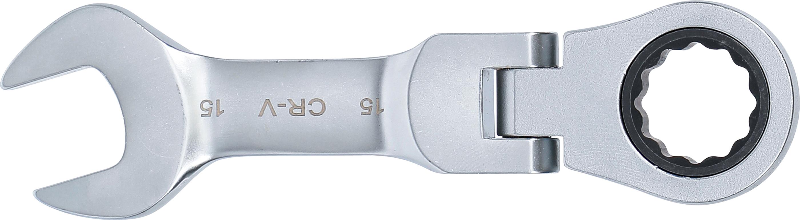 Clé mixte à cliquet | courte | à couder | 15 mm - 3