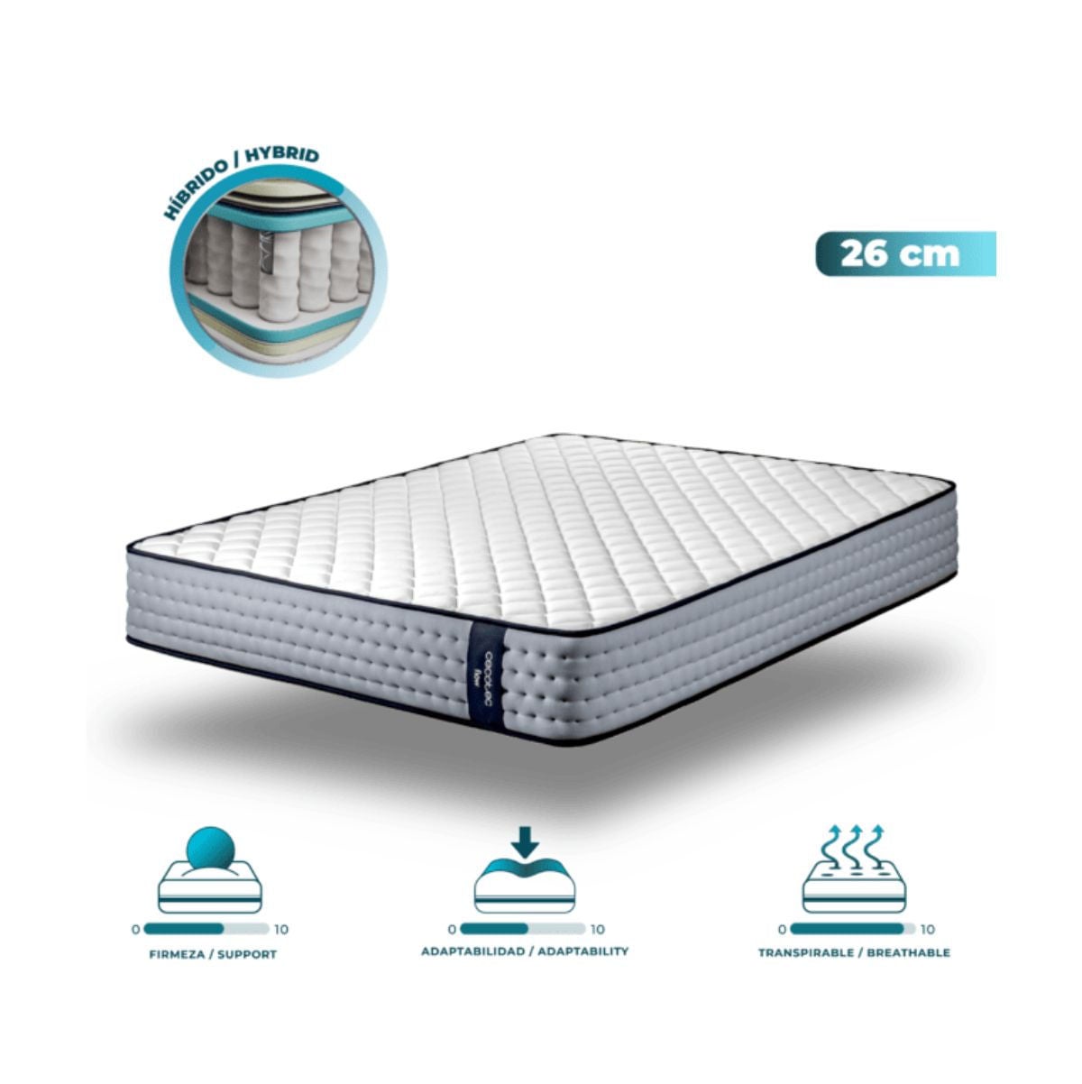 Colchón híbrido Cecotec Flow 6700 Hybrid 7 zonas blanco 26 cm - 5