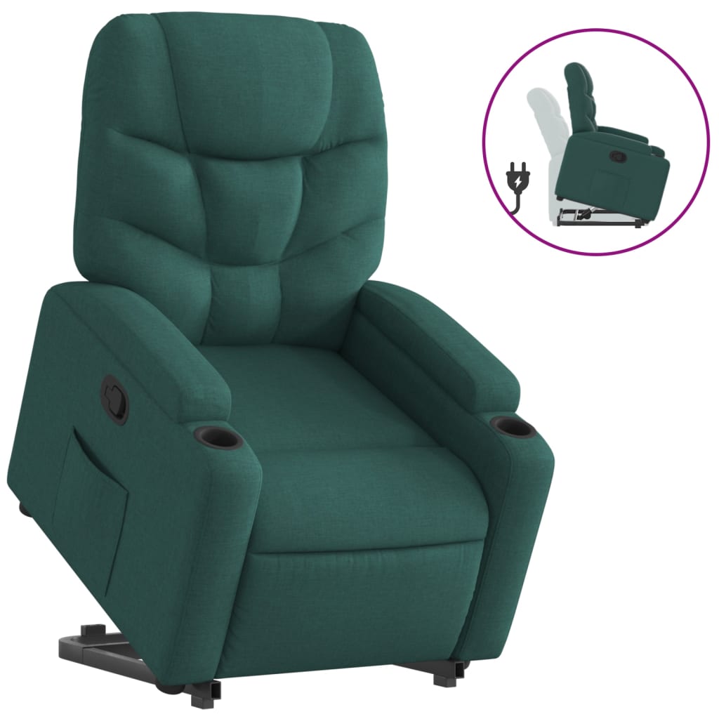 Fauteuil De Salon Chaise Fauteuil Inclinable Vert Fonc Tissu