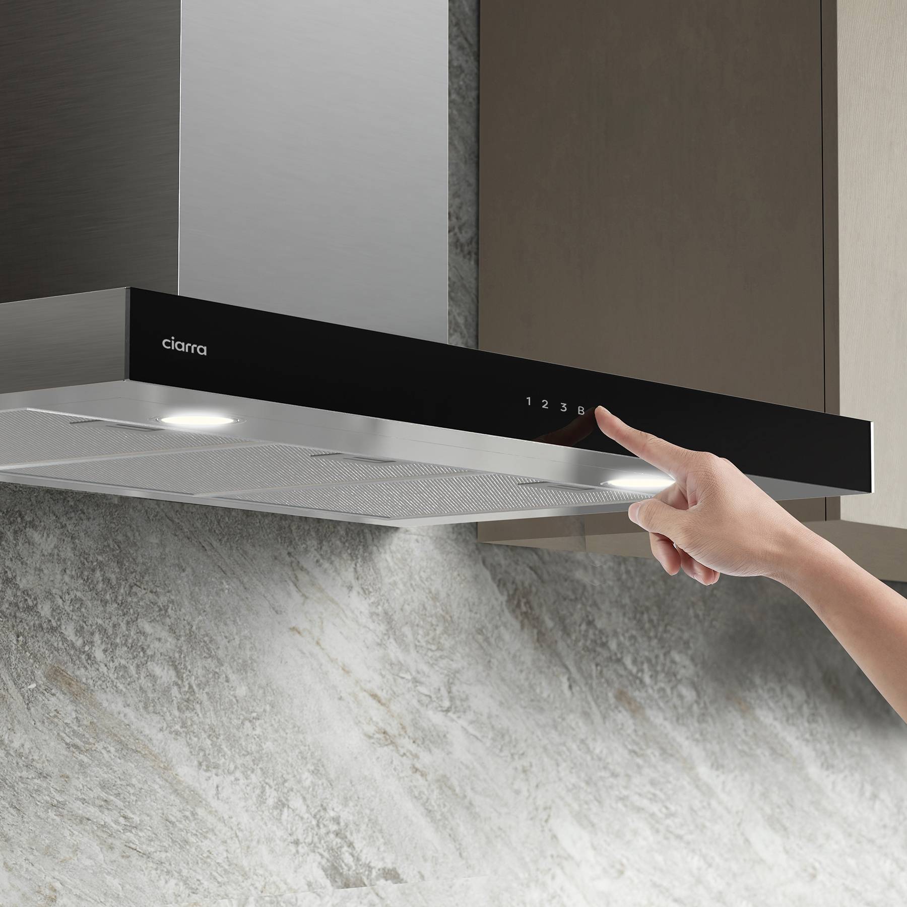 CIARRA Hotte Aspirante 90cm Tactile et Wi-Fi Connecté 650 m3/h 4 Vitesses Booster Classe A+++ CBCS9102 - 8