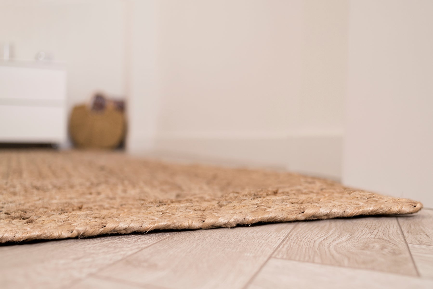 Tapis couloir en jute Ibiza 80 x 200 cm naturel fait main tissage plat - 4