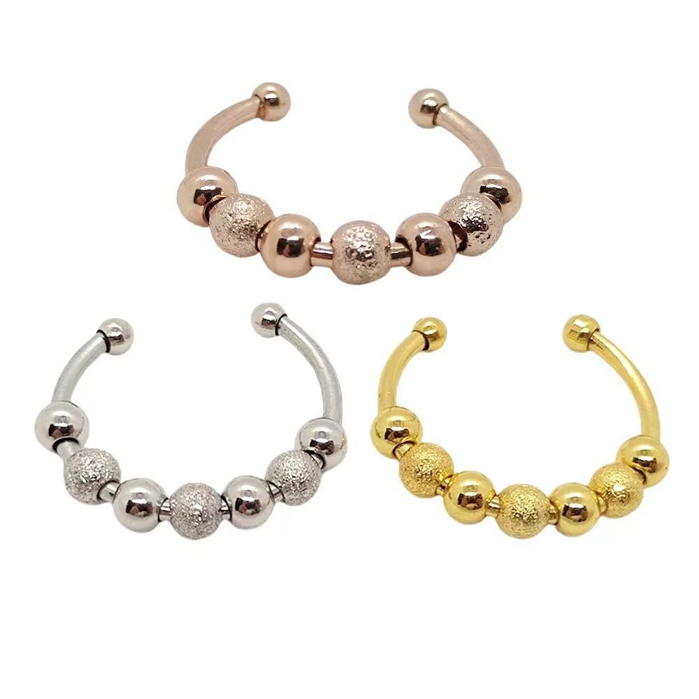 Bague Anti Stress Lot 5 Bagues Anti-Stress Réglables - Anneaux Perles Rotatives - Soulagement