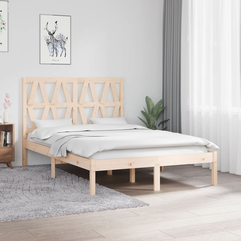 Łóżko Drewniane Brązowe Rama Łóżka Ze Stelażem Drewniana Do Sypialni Pokoju 120x200 cm