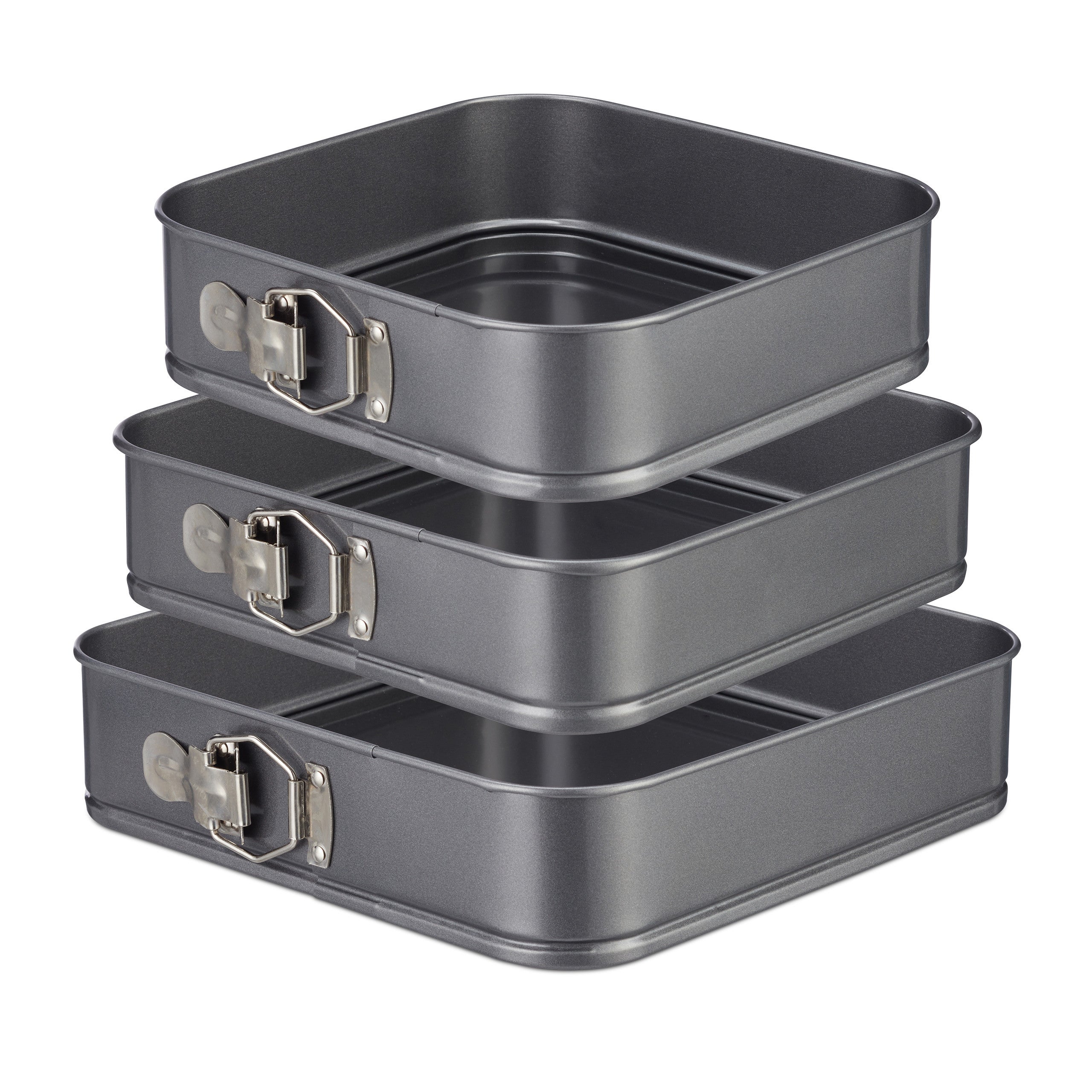 Lot De 6 Moules à Charnière Antiadhésifs – Diamètres 14 à 28 Cm, Acier Inoxydable Anthracite (résiste à 260°C)