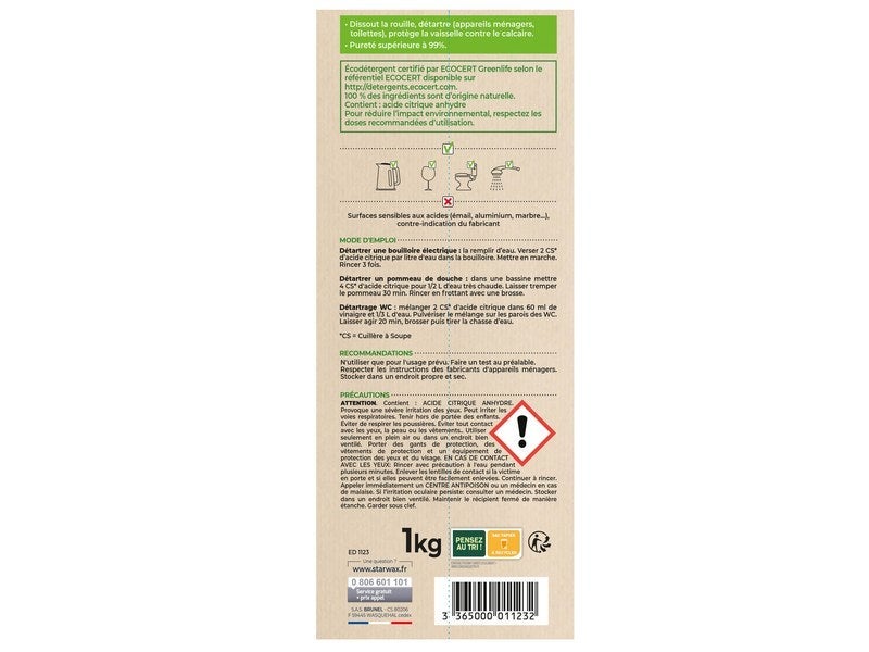 Acide citrique soluvert starwax 1kg - 3