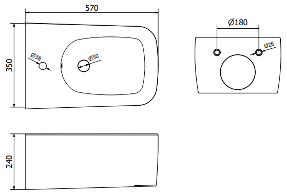 Mexen York bidet wiszący, biały - 35115500 - 3