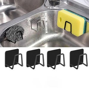 4 Porte-éponges Adhésifs Pour évier - Crochet Adhésif 5x5x3,2 Cm - Accessoire Cuisine Pratique