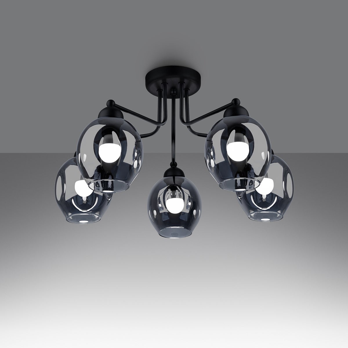 Żyrandol ALLIVON 5 czarny LED 3000K - 59x59x36cm Sollux
