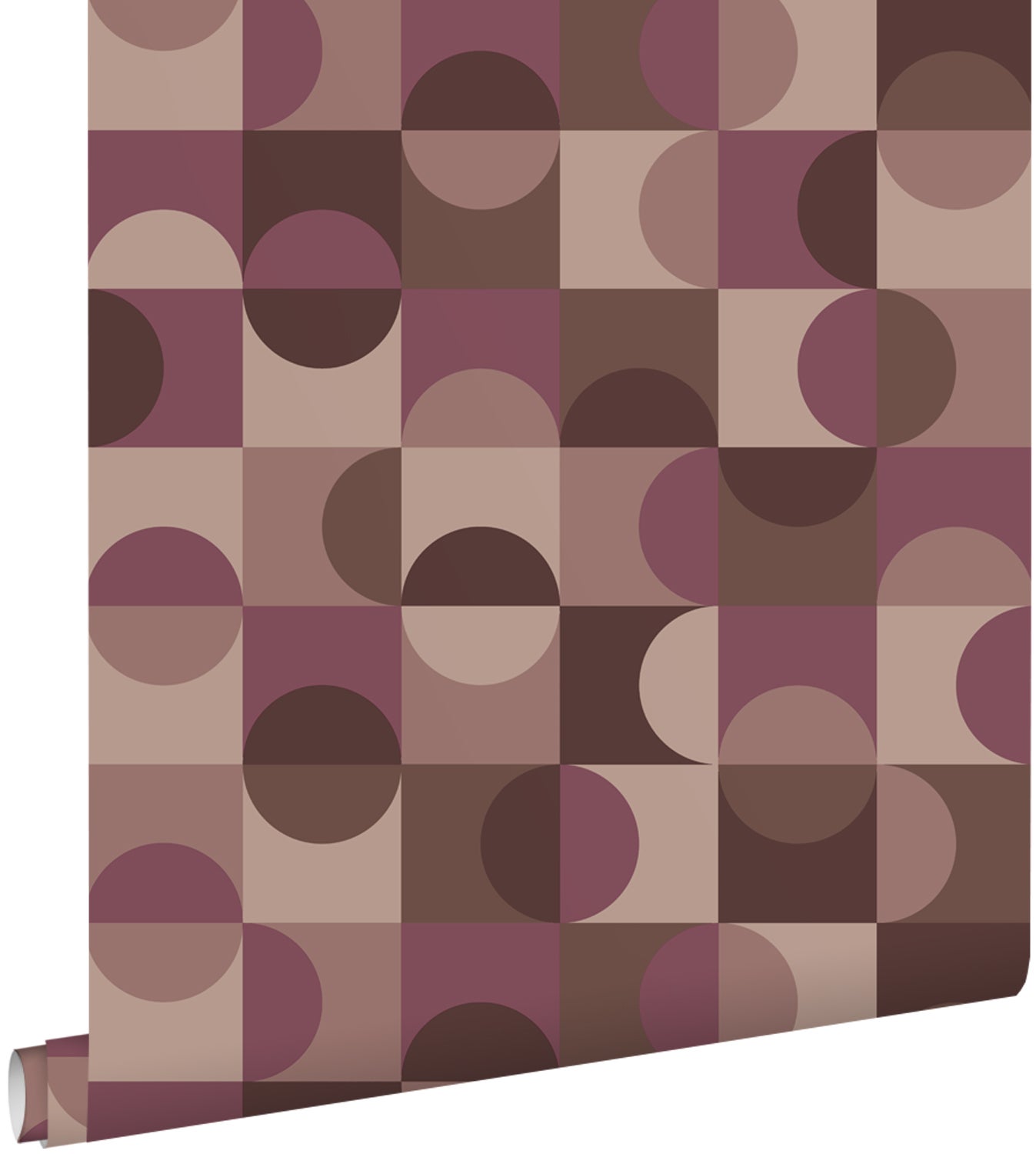 Tapeta koła w stylu Bauhaus bakłażanowym fioletowymIbrązowym - 50 x 900 cm - ESTAHOME