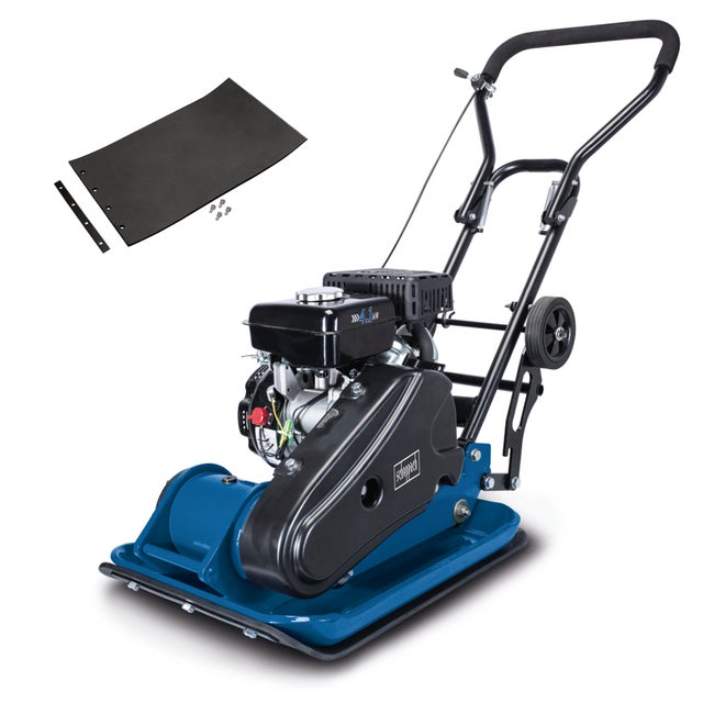 Scheppach Plaque vibrante thermique HP1900S – 5,6 CV – 11 kN – Profondeur 30 cm – Vitesse 25 m/min – Tapis + dispositif de déplacement inclus