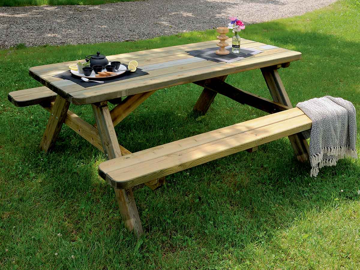 Table basse de jardin rectangulaire en Bois Beige 6 places - 2