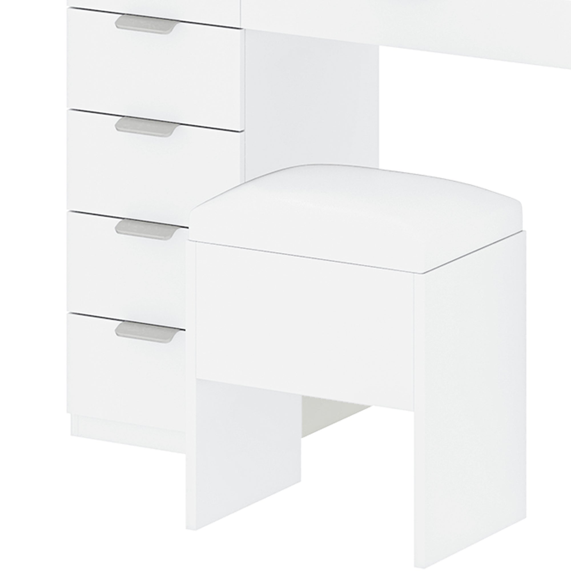 Balconera Coiffeuse avec Miroir LED réglable, Prise EU，11 Tiroirs, 40 x 114 x 134cm, avec Tabouret, Blanc, Style Moderne - 9