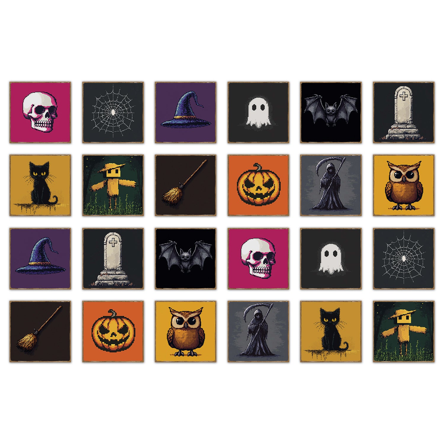 Zestaw 24 retro dekoracyjnych naklejek ściennych na Halloween, naklejki na płytki, panele kuchenne, naklejki artystyczne, 15*15CM