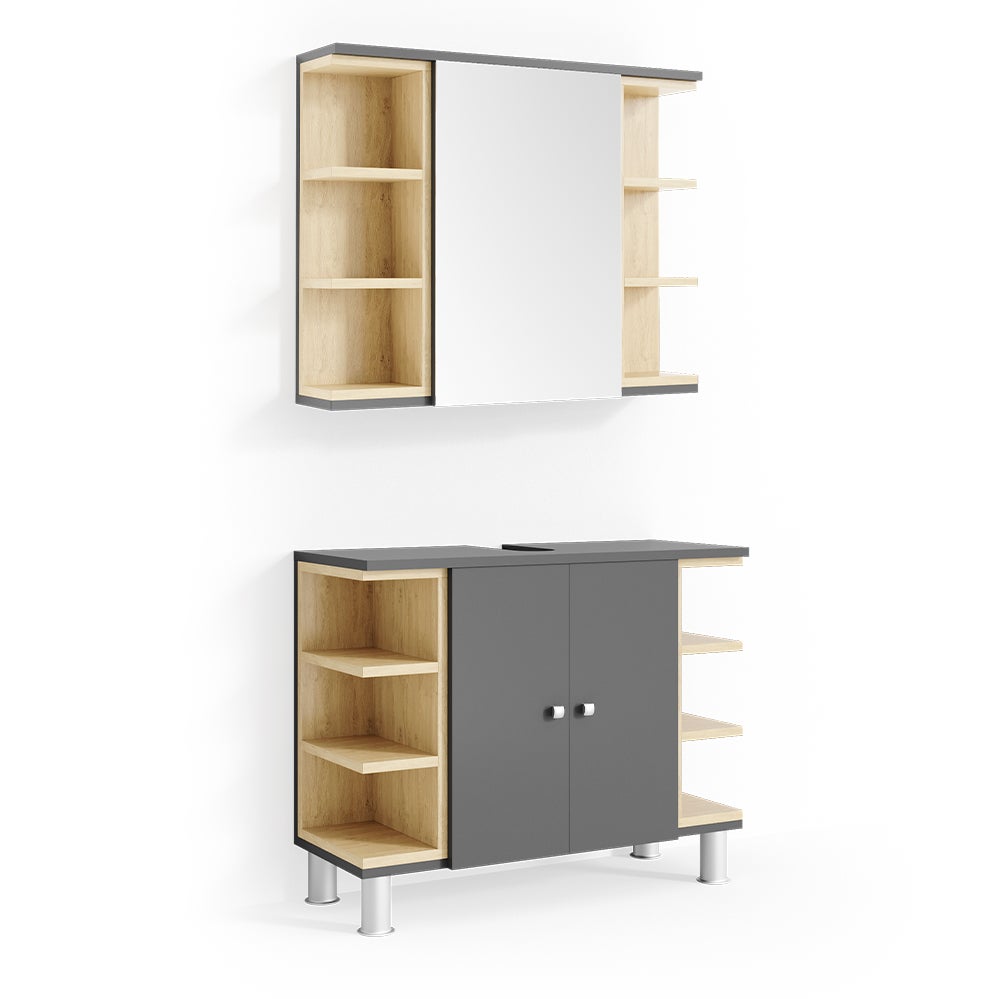 Vicco Zestaw mebli łazienkowych Aquis, Antracyt, 2 części